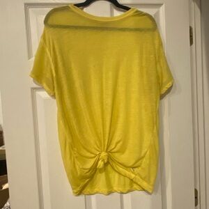 Free People Yellow Tie Front Short Sleeve Tee